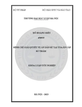 Khoá luận tốt nghiệp đình chỉ giải quyết vụ án dân sự tại toà án cấp sơ thẩm