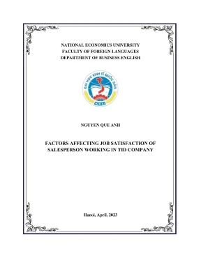 Chuyên đề tốt nghiệp factors affecting job satisfaction of salespeople working in tid company