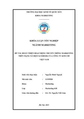 Khóa luận tốt nghiệp hoàn thiện hoạt động truyền thông marketing trên mạng xã hội facebook của công ty kim chỉ việt nam