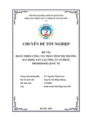 Chuyên đề tốt nghiệp hoàn thiện công tác phân tích thị trường bất động sản tại công ty cổ phần primehome quốc tế