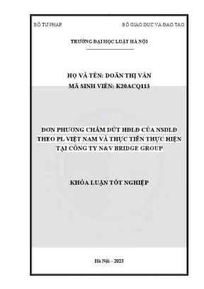 Khoá luận tốt nghiệp đơn phương chấm dứt hợp đồng lao động của người sử dụng lao động theo pháp luật việt nam và thực tiễn thực hiện tại công ty nv bridge group