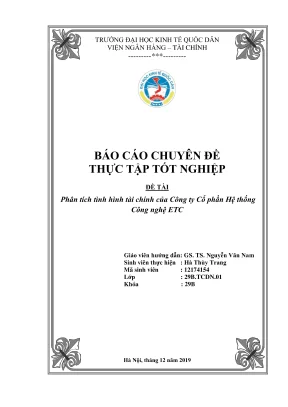 Chuyên đề thực tập tốt nghiệp phân tích tình hình tài chính của công ty cổ phần hệ thống công nghệ etc