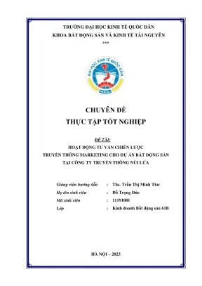 Chuyên đề thực tập tốt nghiệp hoàn thiện hoạt động tư vấn chiến lược truyền thông marketing cho dự án bất động sản tại công ty tnhh truyền thông núi lửa