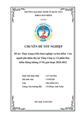 Chuyên đề tốt nghiệp thực trạng triển khai nghiệp vụ bảo hiểm con người phi nhân thọ tại tổng công ty cổ phần bảo hiểm hàng không vni giai đoạn 2018 2022