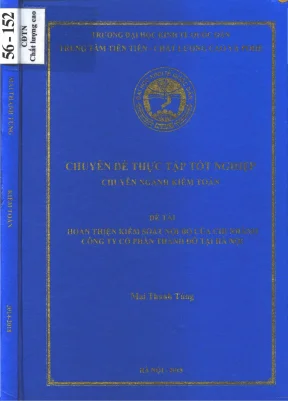 Chuyên đề thực tập tốt nghiệp hoàn thiện kiểm soát nội bộ của chi nhánh công ty cổ phần thành đô hà nội