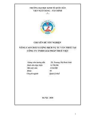 Chuyên đề tốt nghiệp nâng cao chất lượng dịch vụ tư vấn thuế ở công ty tnhh giải pháp thuế việt