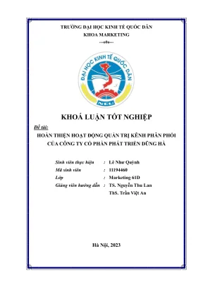 Khóa luận tốt nghiệp hoàn thiện hoạt động quản trị kênh phân phối của công ty cổ phần phát triển dũng hà