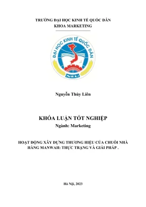 Khóa luận tốt nghiệp hoạt động xây dựng thương hiệu của chuỗi nhà hàng manwah thực trạng và giải pháp