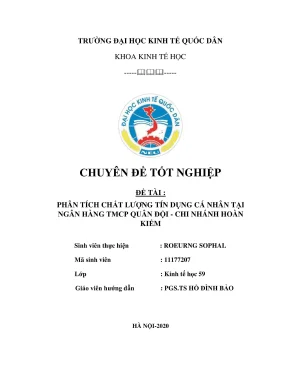 Chuyên đề tốt nghiệp phân tích chất lượng tín dụng cá nhân tại ngân hàng tmcp quân đội chi nhánh hoàn kiếm