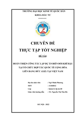 Chuyên đề thực tập tốt nghiệp hoàn thiện công tác lập dự án biến đổi khí hậu tại tổ chức hợp tác quốc tế cộng hòa liên bang đức giz tại việt nam
