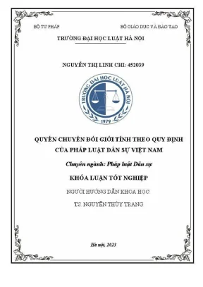 Khoá luận tốt nghiệp quyền chuyển đổi giới tính theo quy định của pháp luật dân sự việt nam