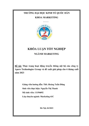 Khóa luận tốt nghiệp thực trạng hoạt động truyền thông nội bộ của công ty apero technologies group và đề xuất giải pháp cho 6 tháng cuối năm 2023