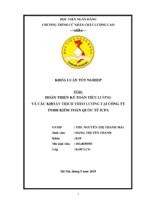 Khóa luận tốt nghiệp hoàn thiện kế toán tiền lương và các khoản trích theo lương tại công ty tnhh kiểm toán quốc tế icpa