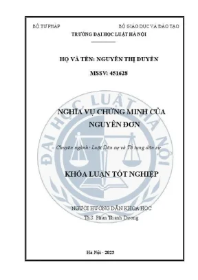 Khoá luận tốt nghiệp nghĩa vụ chứng minh của nguyên đơn