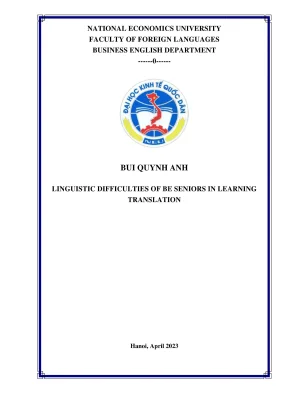 Chuyên đề tốt nghiệp linguistic difficulties of be seniors in learning translation