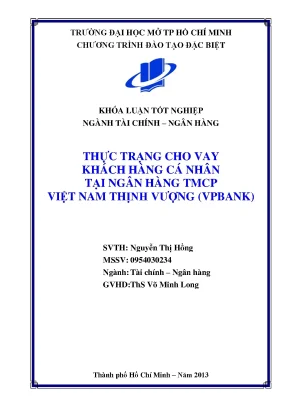 Khóa luận tốt nghiệp thực trạng cho vay khách hàng cá nhân tại ngân hàng tmcp việt nam thịnh vượng vpbank