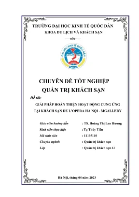 Chuyên đề tốt nghiệp giải pháp hoàn thiện hoạt động cung ứng tại khách sạn de lopera hà nội mgallery