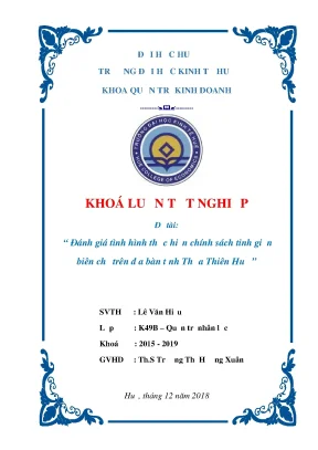 Khóa luận tốt nghiệp quản trị kinh doanh đánh giá tình hình thực hiện chính sách tinh giản biên chế trên địa bàn tỉnh thừa thiên huế