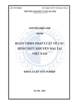Khóa luận tốt nghiệp hoàn thiện pháp luật về các hình thức khuyến mại tại việt nam