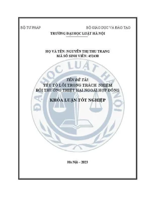 Khoá luận tốt nghiệp yếu tố lỗi trong trách nhiệm bồi thường thiệt hại ngoài hợp đồng