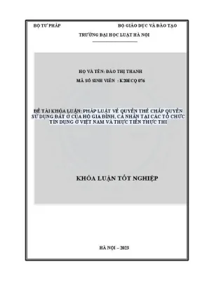 Khoá luận tốt nghiệp pháp luật về quyền thế chấp quyền sử dụng đất ở của hộ gia đình cá nhân tại các tổ chức tín dụng ở việt nam và thực tiễn thực thi