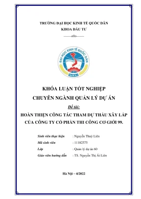 Khóa luận tốt nghiệp hoàn thiện công tác tham dự thầu các gói thầu xây lắp công ty cp thi công cơ giới 99