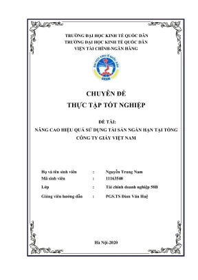 Chuyên đề thực tập tốt nghiệp nâng cao hiệu quả sử dụng tài sản ngắn hạn tại tổng công ty giấy việt nam