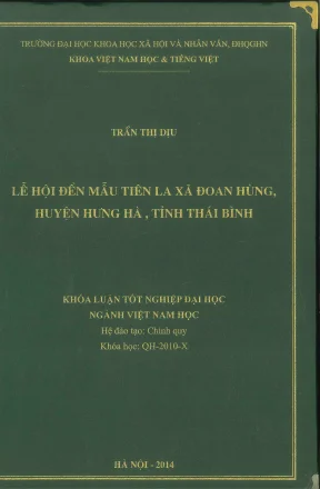 Khóa luận tốt nghiệp lễ hội đền mẫu tiên la xã đoan hùng huyện hưng hà tỉnh thái bình