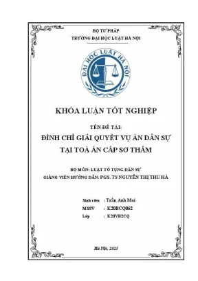 Khoá luận tốt nghiệp đình chỉ giải quyết vụ án dân sự tại toà án án cấp sơ thẩm