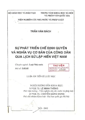 Luận án tiến sĩ luật học sự phát triển của chế định quyền và nghĩa vụ cơ bản của công dân qua lịch sử lập hiến việt nam