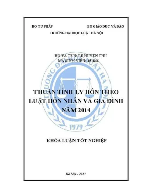 Khoá luận tốt nghiệp thuận tình ly hôn theo luật hôn nhân và gia đình năm 2014