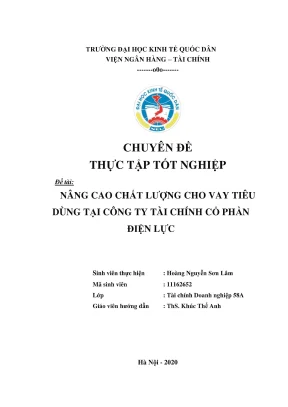 Chuyên đề thực tập tốt nghiệp phát triển hoạt động cho vay tiêu dùng của công ty tài chính cổ phần điện lực evn finance