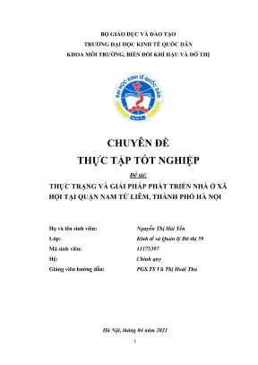 Chuyên đề thực tập tốt nghiệp thực trạng và giải pháp phát triển nhà ở xã hội tại quận nam từ liêm thành phố hà nội