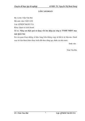 Chuyên đề thực tập tốt nghiệp nâng cao hiệu quả sử dụng vốn lưu động tại công ty tnhh tmdv may mặc quốc bảo
