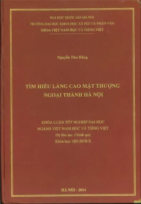 Khóa luận tốt nghiệp tìm hiểu làng cao mật thượng ngoại thành hà nội