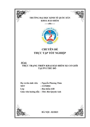 Chuyên đề thực tập tốt nghiệp thực trạng triển khai bảo hiểm xe cơ giới tại công ty bảo hiểm pvi thủ đô