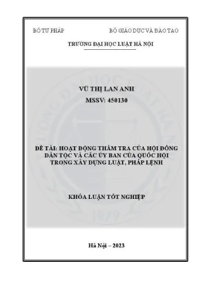 Khoá luận tốt nghiệp hoạt động thẩm tra của hội đồng dân tộc và các uỷ ban của quốc hội trong xây dựng luật pháp lệnh