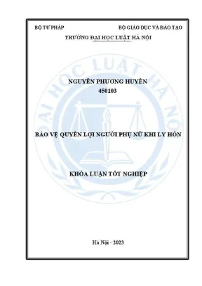 Khoá luận tốt nghiệp bảo vệ quyền lợi người phụ nữ khi ly hôn