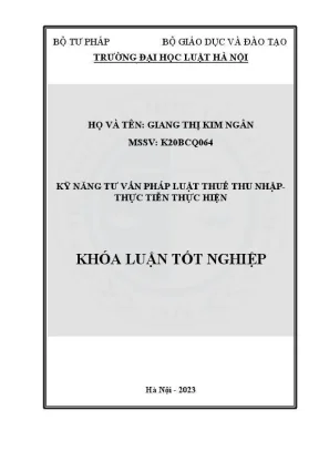 Khóa luận tốt nghiệp kỹ năng tư vấn pháp luật thuế thu nhập thực tiễn thực hiện
