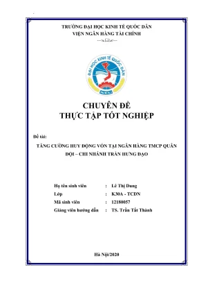 Chuyên đề thực tập tốt nghiệp tăng cường huy động vốn tại ngân hàng tmcp quân đội chi nhánh trần hưng đạo