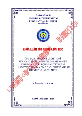 Khóa luận tốt nghiệp ứng dụng mô hình logistic để xếp hạng tín dụng nhóm doanh nghiệp kinh doanh bđs xây dựng niêm yết trên sàn giao dịch chứng khoán thành phố hồ chí minh