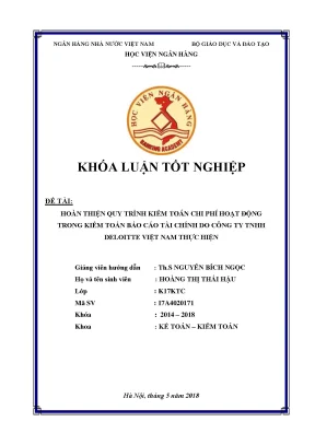 Khóa luận tốt nghiệp kế toán kiểm toán hoàn thiện quy trình kiểm toán chi phí hoạt động trong kiểm toán báo cáo tài chính do công ty tnhh deloitte việt nam thực hiện