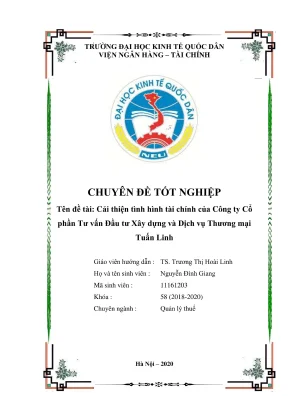 Chuyên đề tốt nghiệp cải thiện tình hình tài chính của công ty cổ phần tư vấn đầu tư xây dựng và dịch vụ thương mại tuấn linh