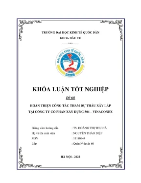Khóa luận tốt nghiệp hoàn thiện công tác tham dự thầu xây lắp tại công ty cổ phần xây dựng 504 vinaconex