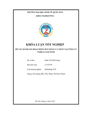 Khóa luận tốt nghiệp đánh giá hoạt động bán hàng cá nhân tại công ty tnhh ecom wow