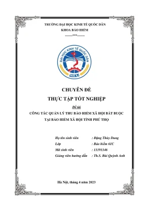 Chuyên đề thực tập tốt nghiệp công tác quản lý thu bảo hiểm xã hội bắt buộc tại bảo hiểm xã hội tỉnh phú thọ