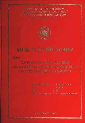 Khóa luận tốt nghiệp tác động của việc thực hiện cam kết cắt giảm thuế nhập khẩu của việt nam khi gia nhập wto