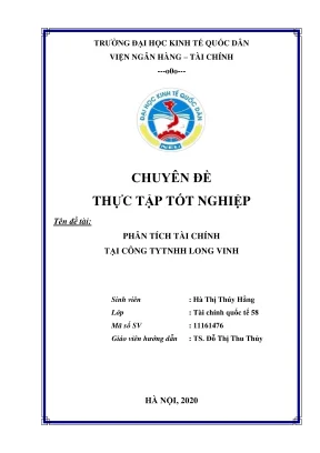Chuyên đề thực tập tốt nghiệp phân tích tình hình tài chính tại doanh nghiệp tnhh long vinh