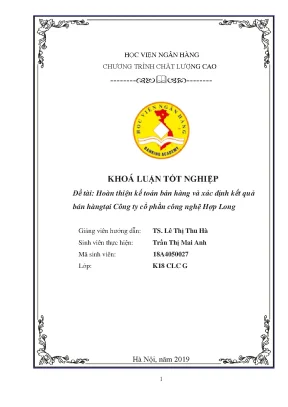 Khóa luận tốt nghiệp kế toán kiểm toán hoàn thiện kế toán bán hàng và xác định kết quả bán hàng tại công ty cổ phần công nghệ hợp long