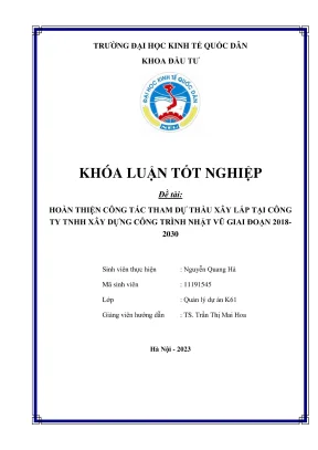 Khóa luận tốt nghiệp hoàn thiện công tác tham dự thầu xây lắp tại công ty tnhh xây dựng công trình nhật vũ
